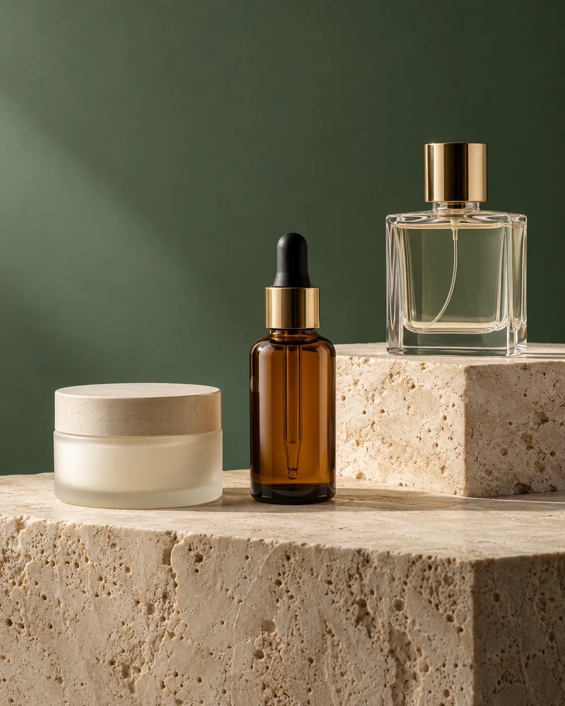 AI product photography concept with carefully lit unbranded products and a refined studio arrangement